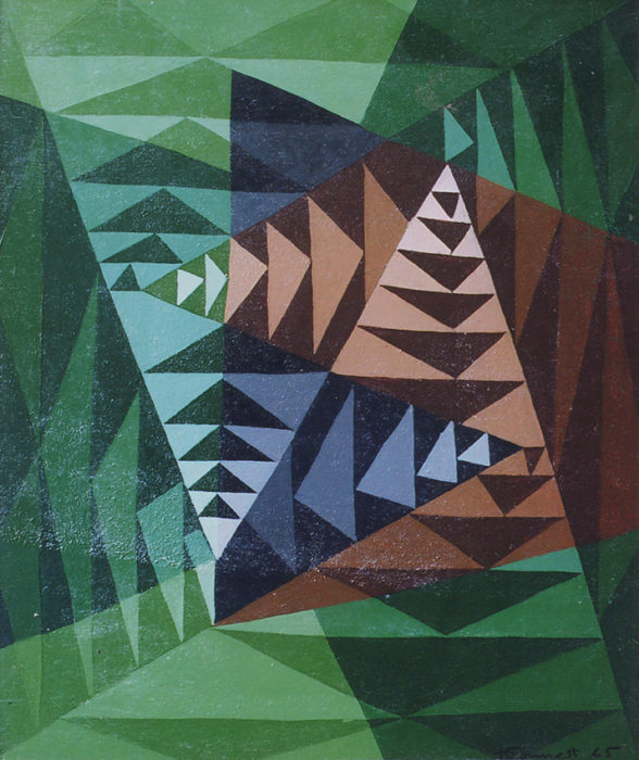 "Sapin du Jura", huile sur bois, 38x46 cm, 1965, Collection particulière