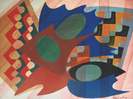 "Palettes", huile sur toile, 24x33 cm, 1960